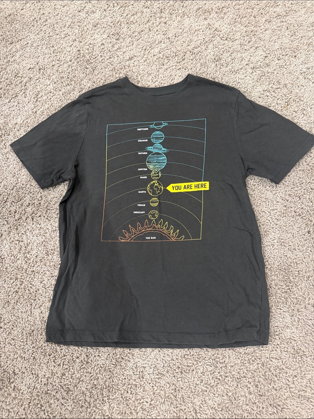 Black Graphic 'You Are Here' Solar System T-Shirt